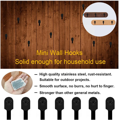 20Pcs Small J Hook Black 304 Stainless Steel Wall Mounted Mini Hook Hanger for Towel, Picture, Mirror, Key Chain, with Screws