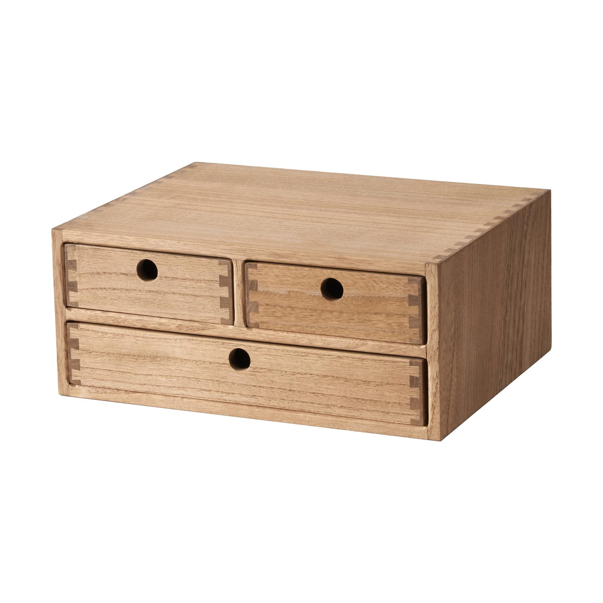 KIRIGEN Solid Wood Desk Organizer with 2 Drawers, Desktop Storage, Brown