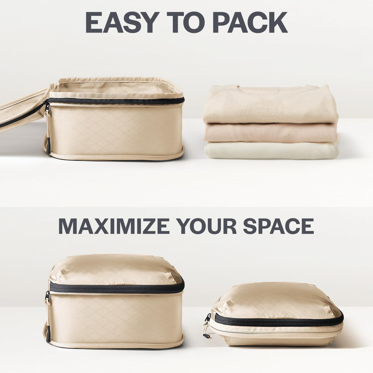 Aerotrunk Ultralight Compression Packing Cubes for Travel, 6-Pack, Beige
