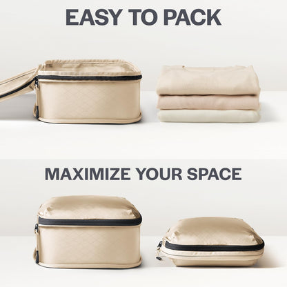 Aerotrunk Ultralight Compression Packing Cubes for Travel, 6-Pack, Beige