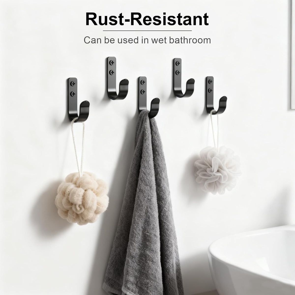 15-Pack Black Metal Wall Mount Hooks for Hanging Coats & Towel