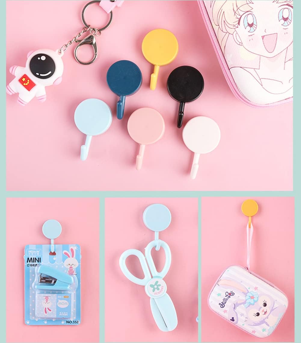 6 Pack Adhesive Hooks Cute Utility Hooks, Key Hooks for Wall Decorative, for Hanging Hat, Towel, Key, Towel Hook Wall Mount for Home, Kitchen, Bathroom, Office