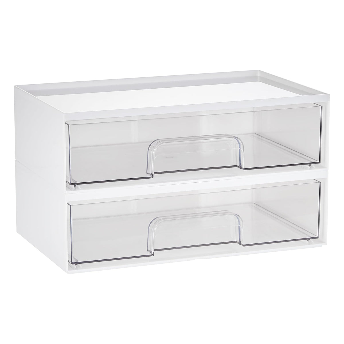 Vtopmart 2 Pack Small Clear Stackable Storage Drawers for Desk, Countertop