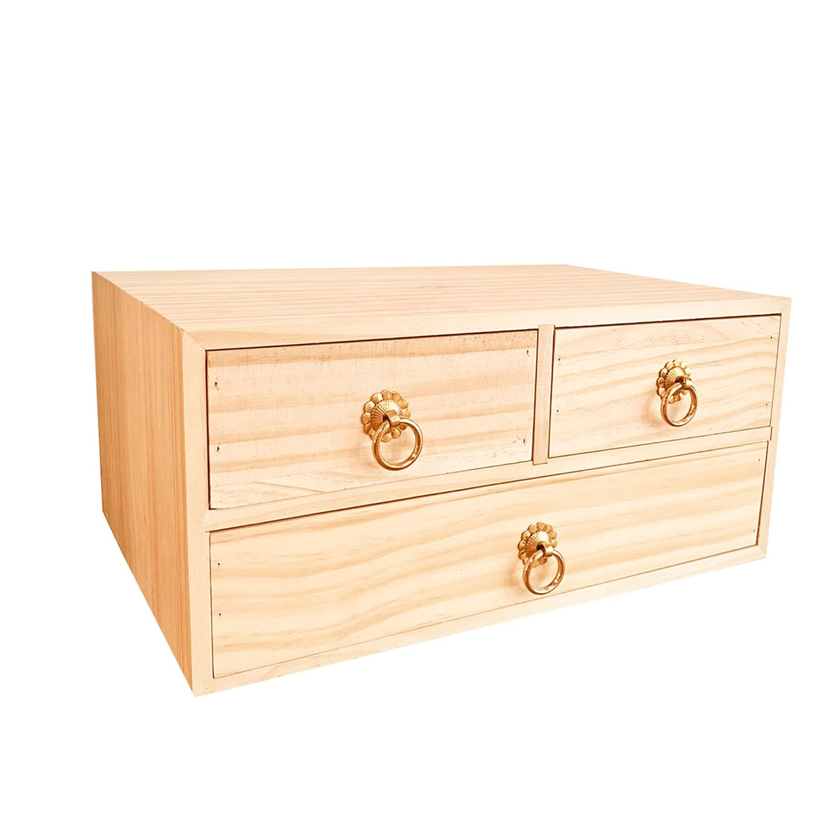 Natural Wooden Storage Box Desk Drawer Single Cabinet Organizer