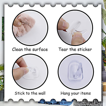 24 Pieces Small Seamless Clear Adhesive Wall Hooks for Hanging, Transparent Sticky Hooks for Bathroom Bedroom Kitchen