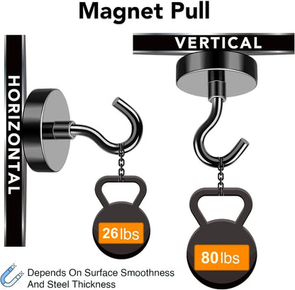 MIKEDE 80LBS Magnetic Hooks, Strong Cruise Cabin Ship Essentials Black