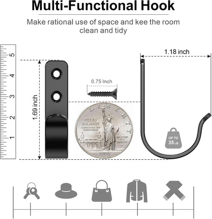 15-Pack Black Metal Wall Mount Hooks for Hanging Coats & Towel