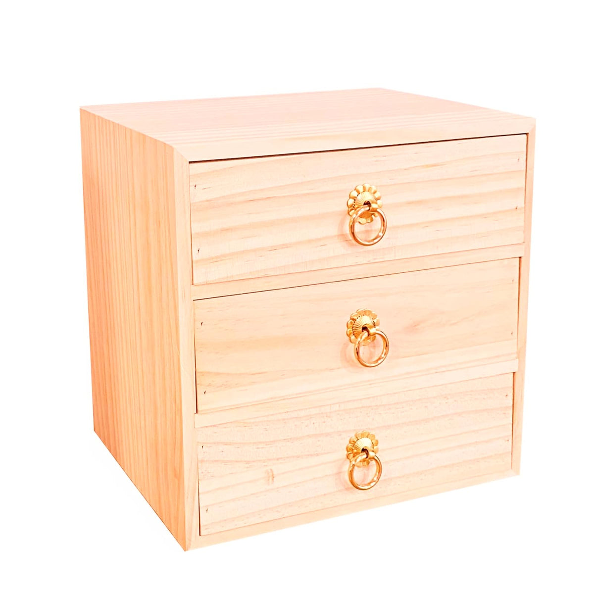 Natural Wooden Storage Box Desk Drawer Single Cabinet Organizer
