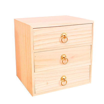 Natural Wooden Storage Box Desk Drawer Single Cabinet Organizer
