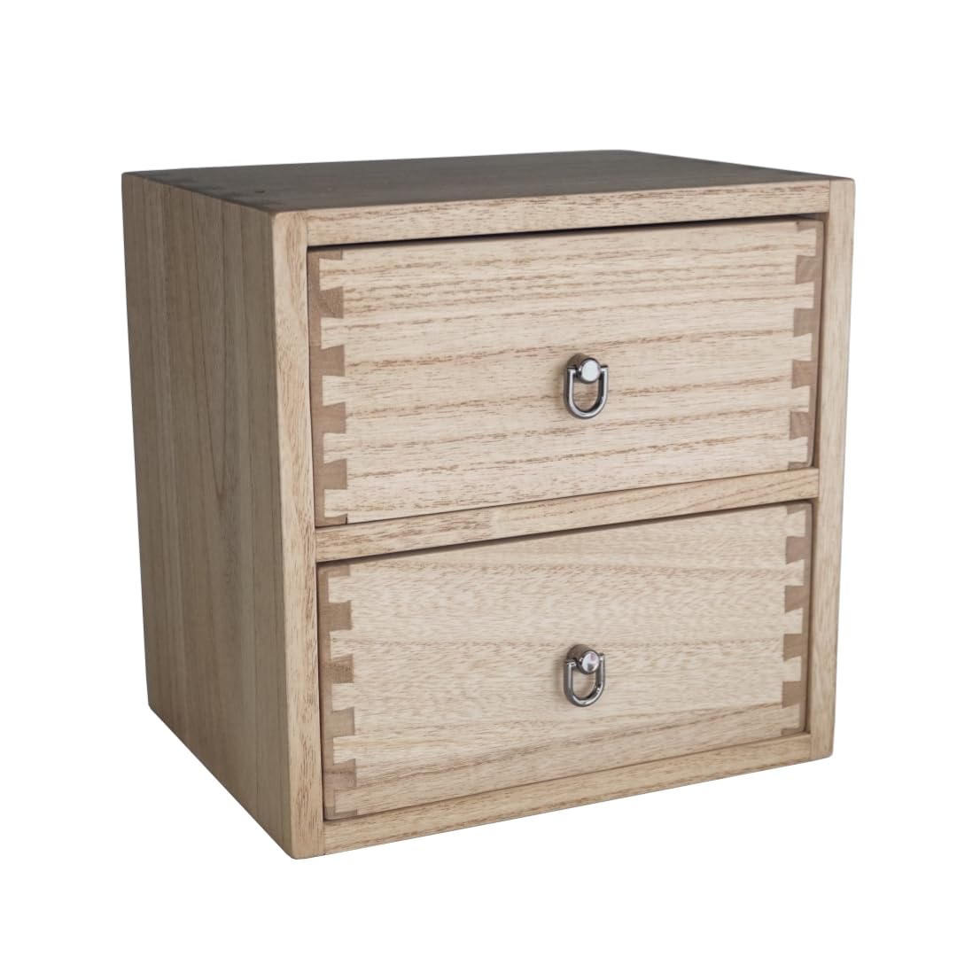 DDYURI Wooden Desktop Drawer Organizer Box 2-Tier Tabletop Storage Cabinet for Office Makeup Dressing Table Dark Brown