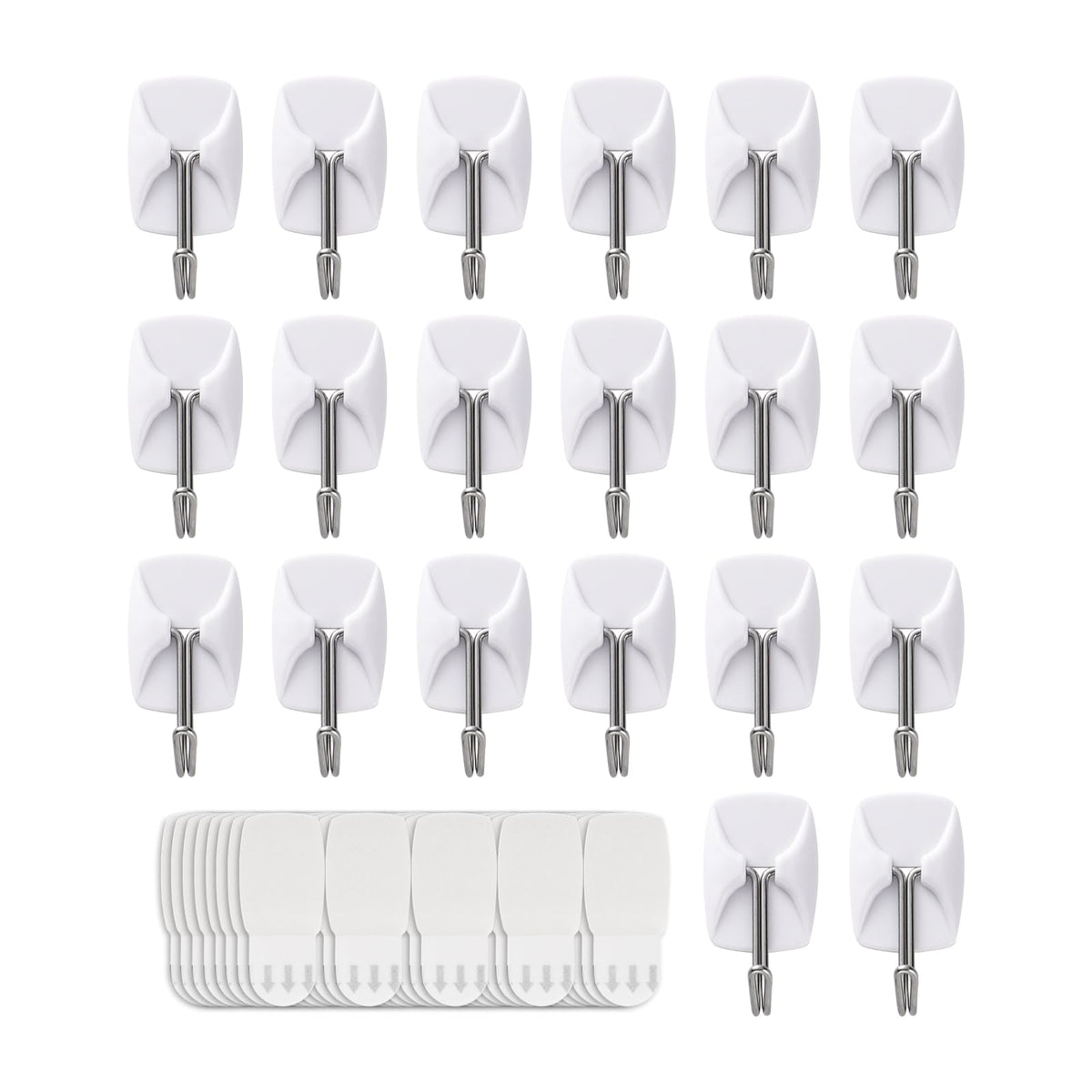 MOVELYST White Wall Hooks for Hanging, 32 Hooks+40 Strips, Value Pack (S)