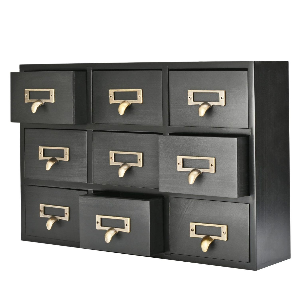 Flexzion Wooden Apothecary Drawers, 4-Drawer Desktop Organizer Cabinet