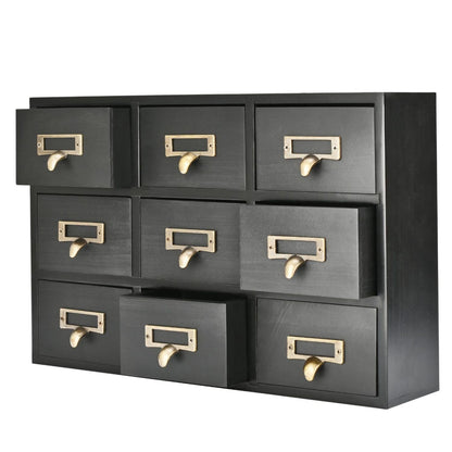 Flexzion Wooden Apothecary Drawers, 4-Drawer Desktop Organizer Cabinet
