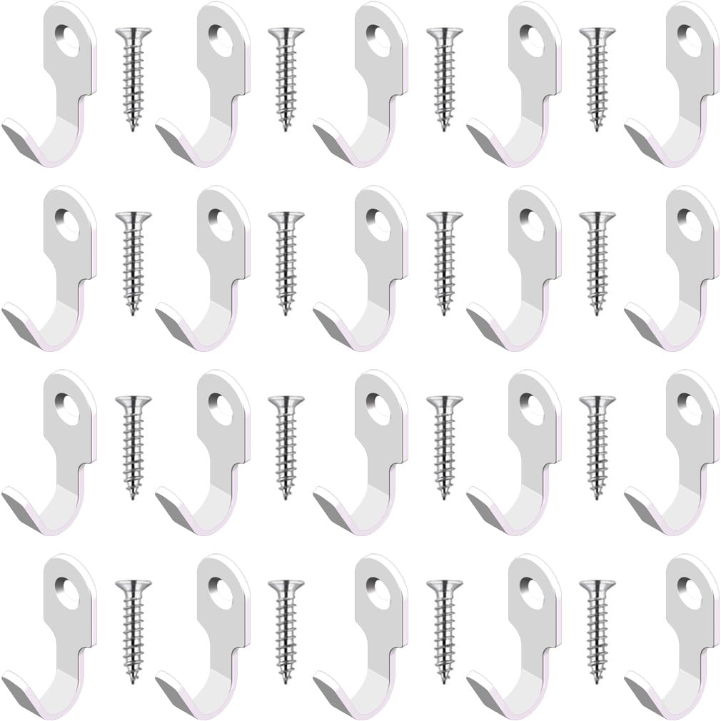 20Pcs Small J Hook Black 304 Stainless Steel Wall Mounted Mini Hook Hanger for Towel, Picture, Mirror, Key Chain, with Screws