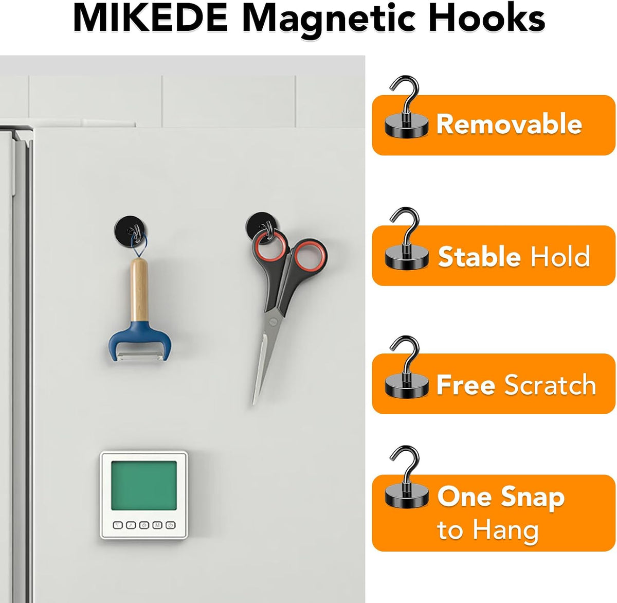 MIKEDE 80LBS Magnetic Hooks, Strong Cruise Cabin Ship Essentials Black
