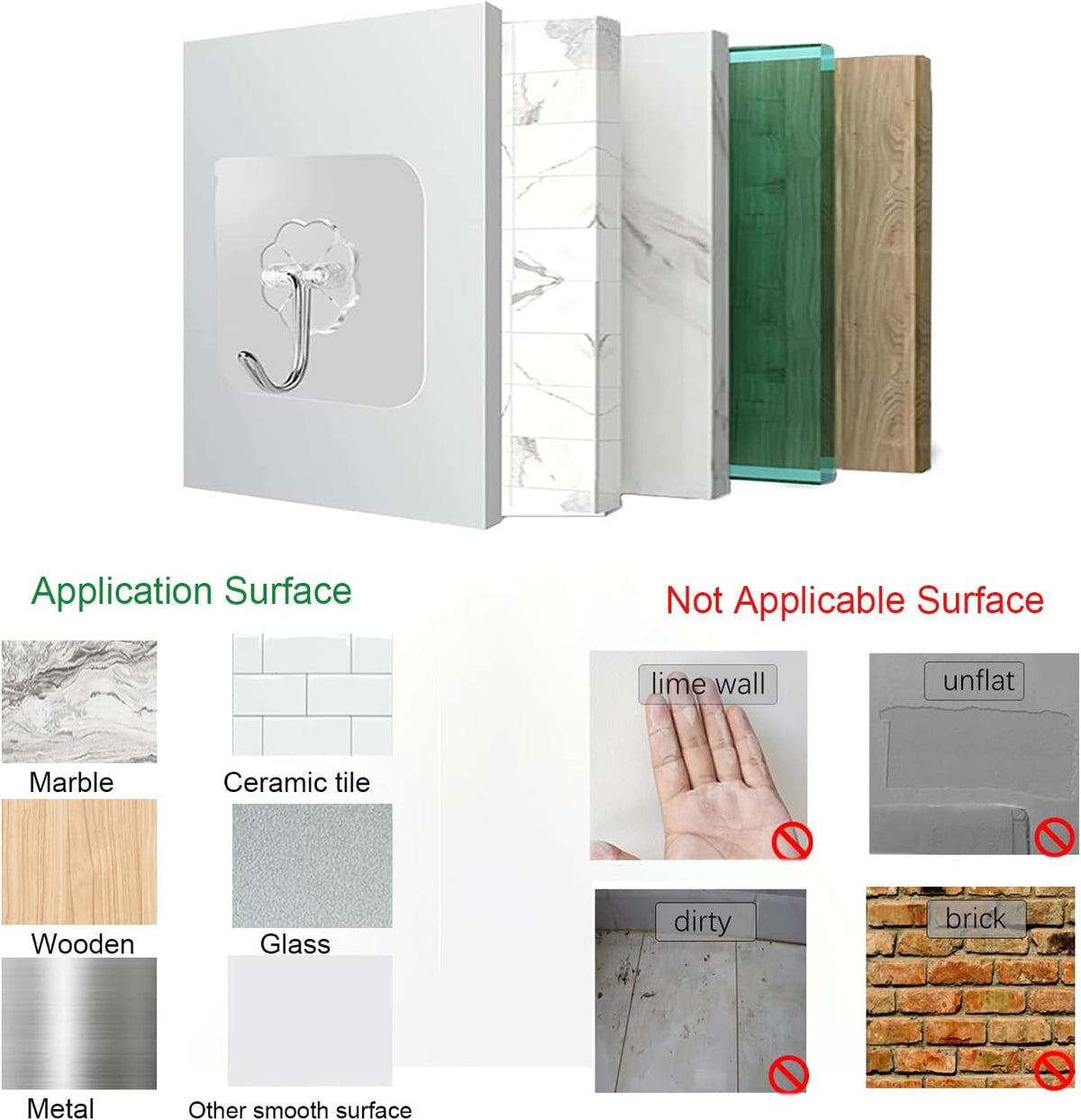 Adhesive Hooks for Hanging,Heavy Duty Wall Hooks 20 Pack,Sticky Ceiling