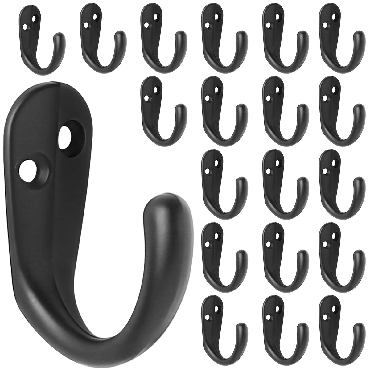 IBosins 15PCS Coat Hooks Wall Mounted Black Single Prong Robe Hook