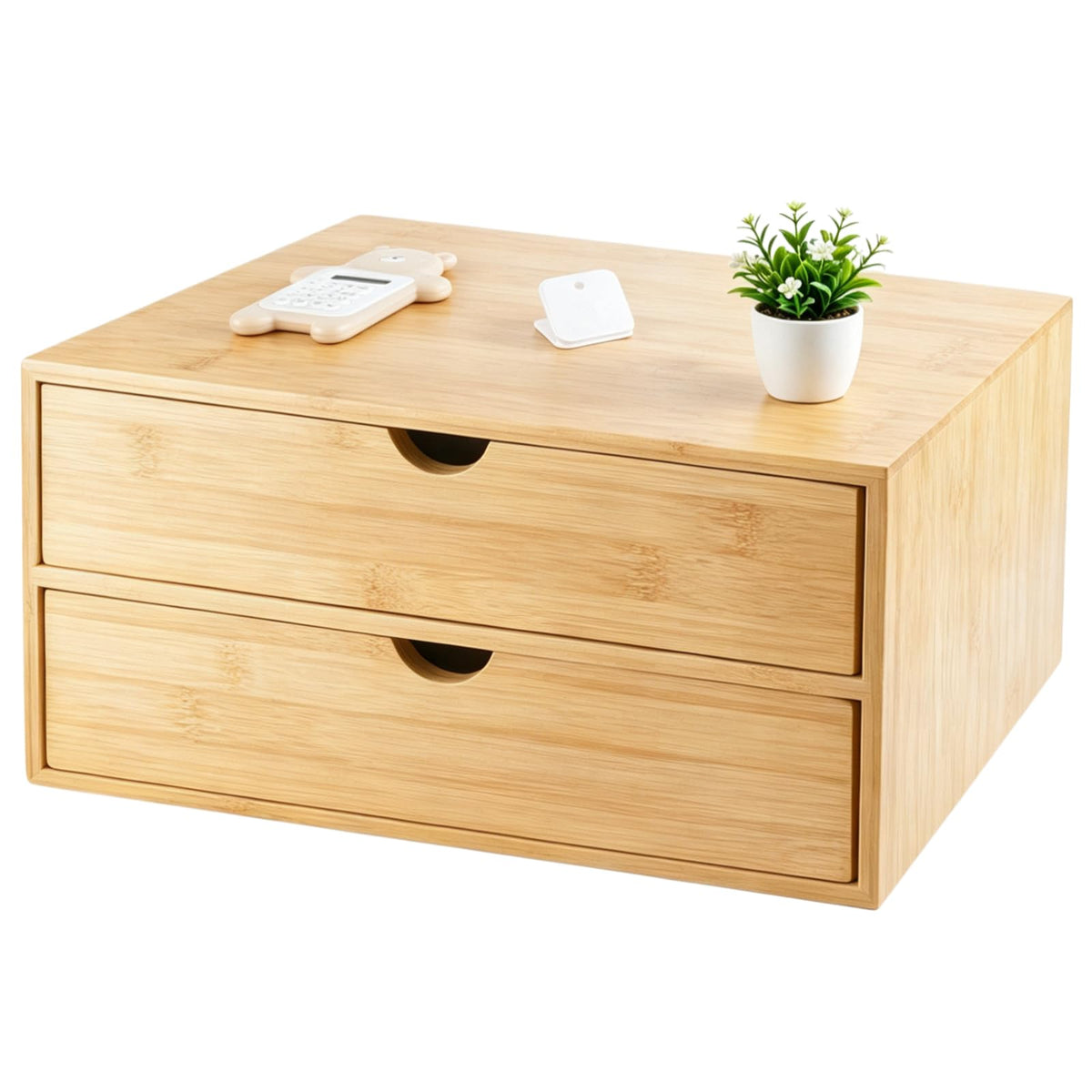 Charmewooden Bamboo Desk Organizer with 3 Drawers, Countertop Organizer with Drawers Makeup Storage Drawer 3 Drawer Tabletop Storage Organization Box Home Office Workspace（White）