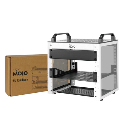 Tecmojo 6U Network Rack, 10 inch Mini Server Rack with 2 Side Translucent Panels & 2 Top Handles, 7.87 inch Deep, for 10 inch IT Equipment & A/V Devices, White
