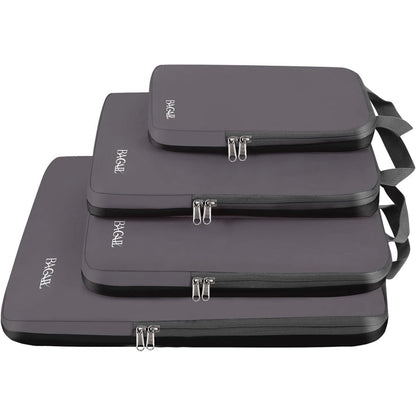 BAGAIL 4 Set/6 Set/8 Set Compression Packing Cubes Travel Accessories Expandable Packing Organizers (Half Mesh, 6-Black)
