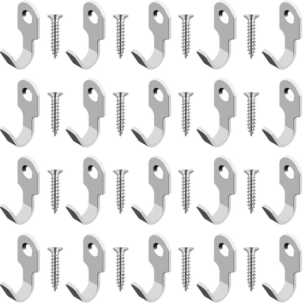 20Pcs Small J Hook Black 304 Stainless Steel Wall Mounted Mini Hook Hanger for Towel, Picture, Mirror, Key Chain, with Screws