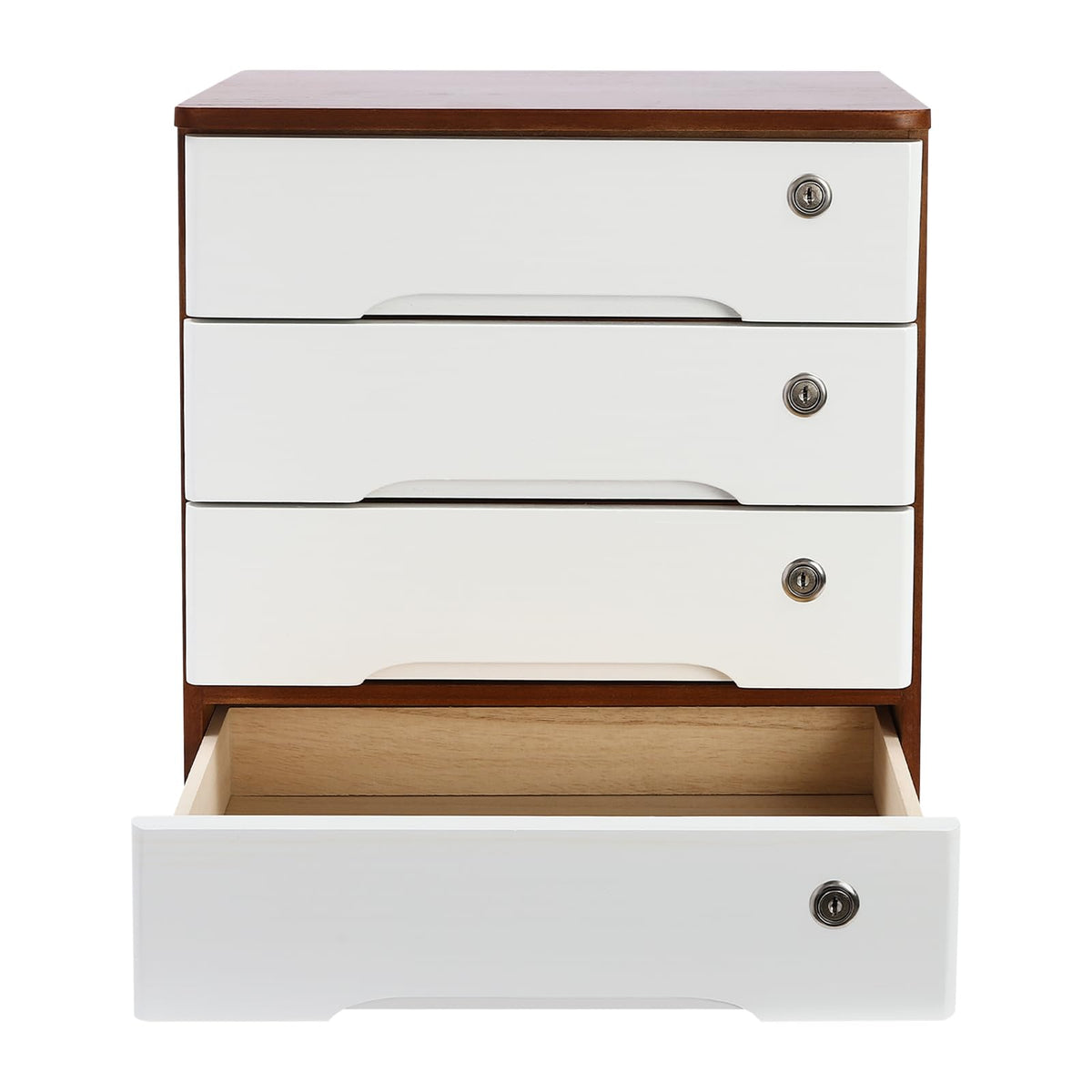 Wooden Desktop File Cabinet, 4-Drawer Lockable Storage Organizer
