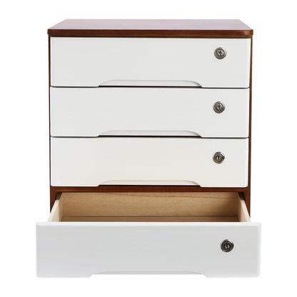 Wooden Desktop File Cabinet, 4-Drawer Lockable Storage Organizer