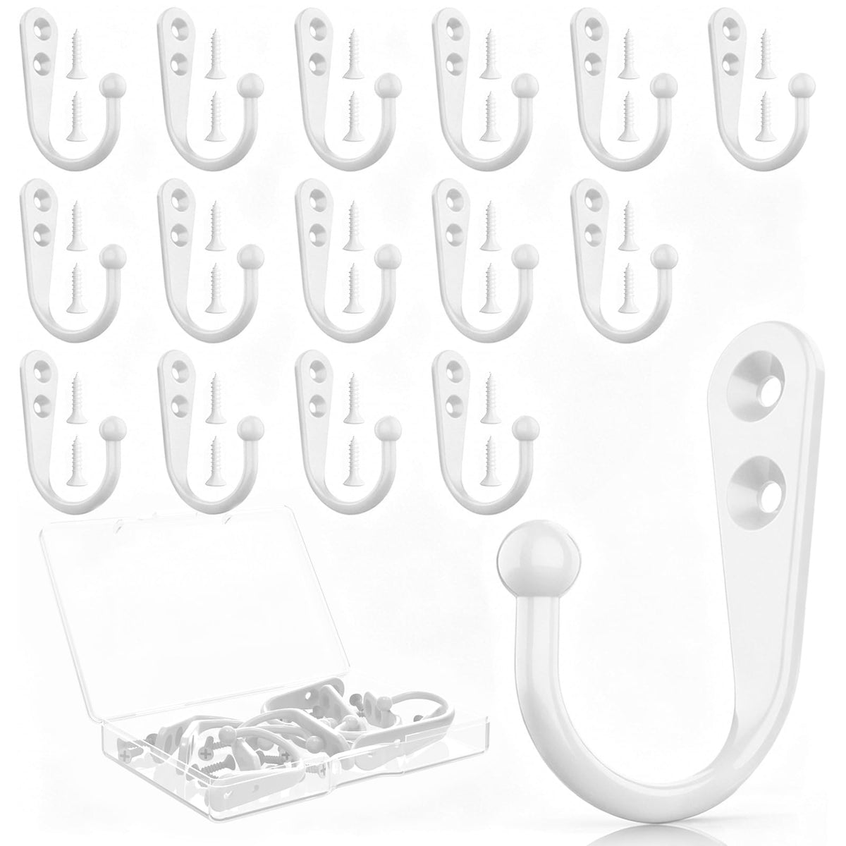 15 Pcs Black Coat Hooks, Wall Hooks for Closet Hanging, 30 Screws