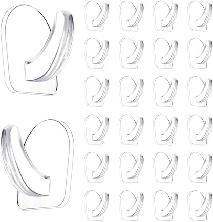 24 Pieces Small Seamless Clear Adhesive Wall Hooks for Hanging, Transparent Sticky Hooks for Bathroom Bedroom Kitchen