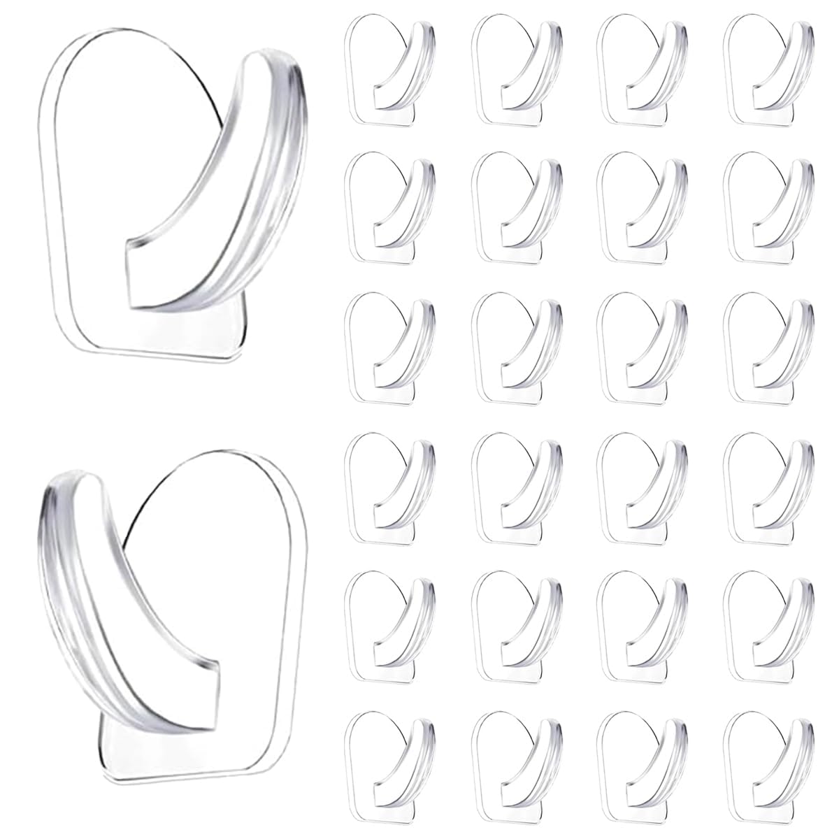 24 Pieces Small Seamless Clear Adhesive Wall Hooks for Hanging, Transparent Sticky Hooks for Bathroom Bedroom Kitchen