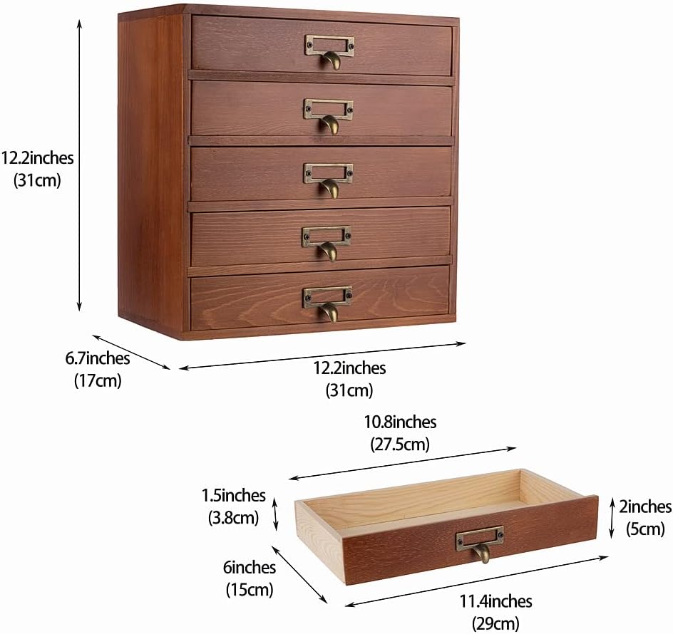 GoooodGift Wooden Drawers Small Wooden Box with Drawer, Brown