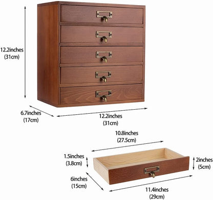 GoooodGift Wooden Drawers Small Wooden Box with Drawer, Brown