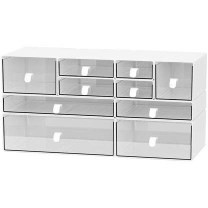 Clear 5-Drawer Stackable Desk Organizer Storage Set