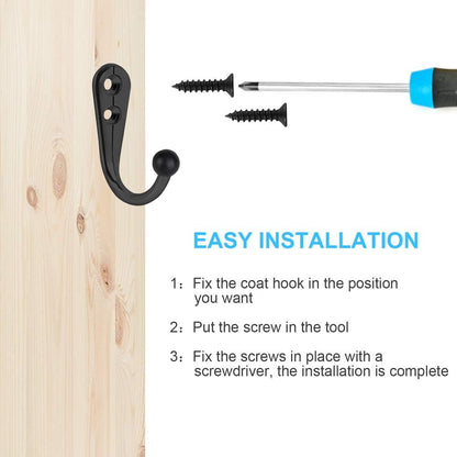 HAHAYOO 10 PCS Coat Hooks Wall Mounted, Premium Black Metal Wall Hooks for Hanging Coats, Wall Hook, Coat Hook, Towel Hooks for Hat Keys Closet Bag Backpack Hanger Farmhouse with 20Screws