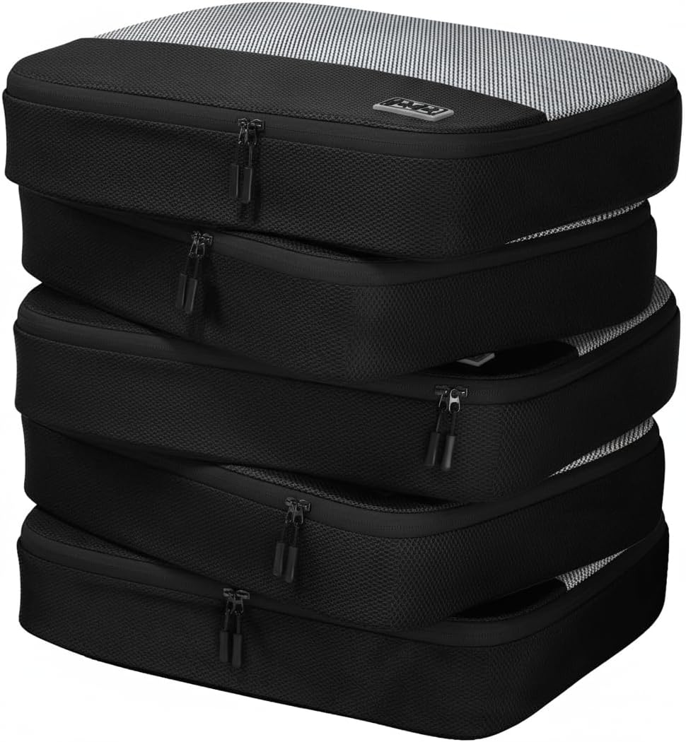 Dot&Dot 5pc Large Packing Cubes for Travel - Lightweight Luggage Organizer Bags for Suitcases (Non-Compression)