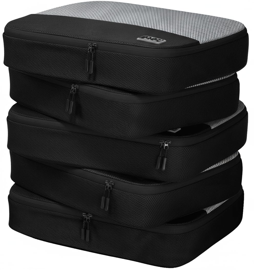 Dot&Dot 5pc Large Packing Cubes for Travel - Lightweight Luggage Organizer Bags for Suitcases (Non-Compression)