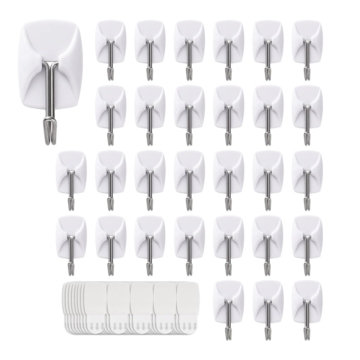 MOVELYST Clear Wall Hooks for Hanging, 30 Hooks+40 Strips, Value Pack (S)