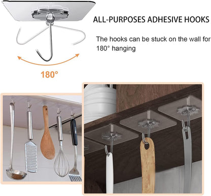 Adhesive Hooks for Hanging,Heavy Duty Wall Hooks 20 Pack,Sticky Ceiling