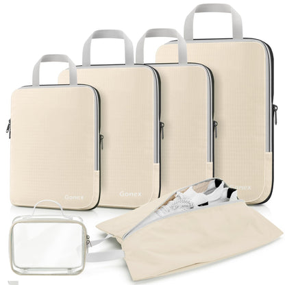 Gonex Compression Packing Cubes, 4-Piece Expandable Travel Organizers