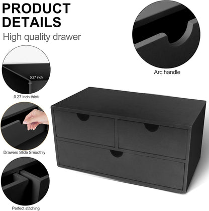 Charmewooden Bamboo Desk Organizer With Drawers Countertop Drawers Counter Storage Box Corner Desk Organizer for Home Office No Assembly Required