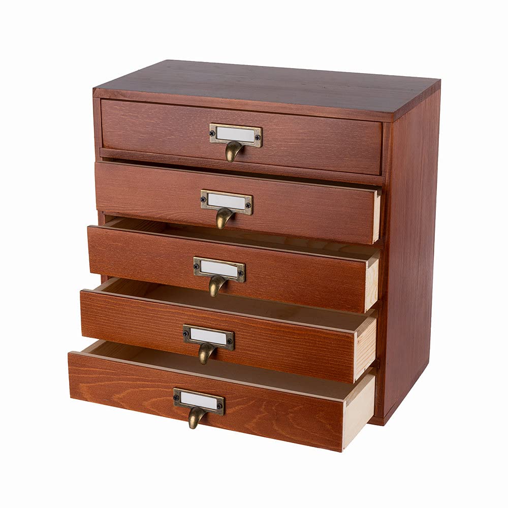 GoooodGift Wooden Drawers Small Wooden Box with Drawer, Brown