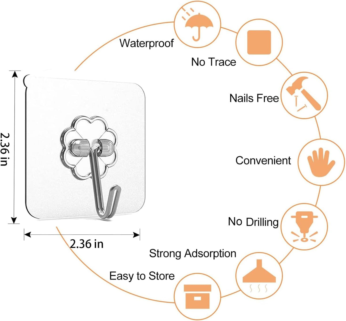 Adhesive Hooks for Hanging,Heavy Duty Wall Hooks 20 Pack,Sticky Ceiling