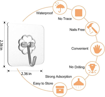 Adhesive Hooks for Hanging,Heavy Duty Wall Hooks 20 Pack,Sticky Ceiling