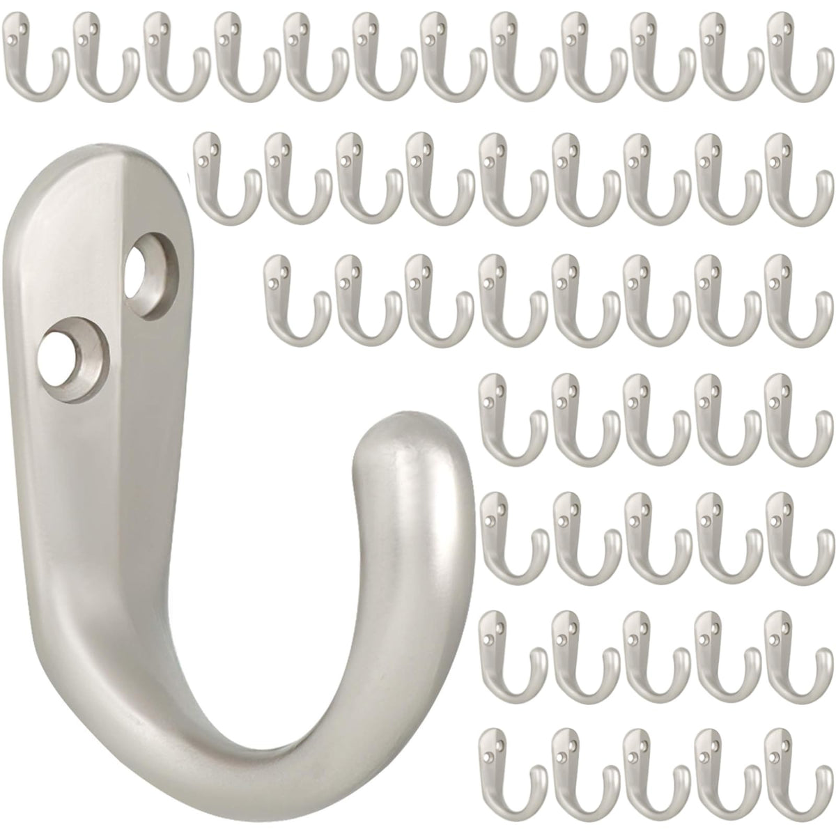 IBosins 15PCS Coat Hooks Wall Mounted Silvery Single Prong Robe Hook