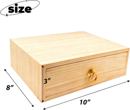 Natural Wooden Storage Box Desk Drawer Single Cabinet Organizer