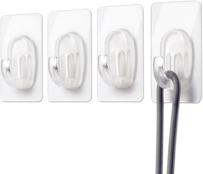 27 Pack Small Adhesive Wall Hooks, Clear Mini Hooks with Adhesive Strips, Damage Free Sticky Hooks for Hanging Decorations,Lights and Cables