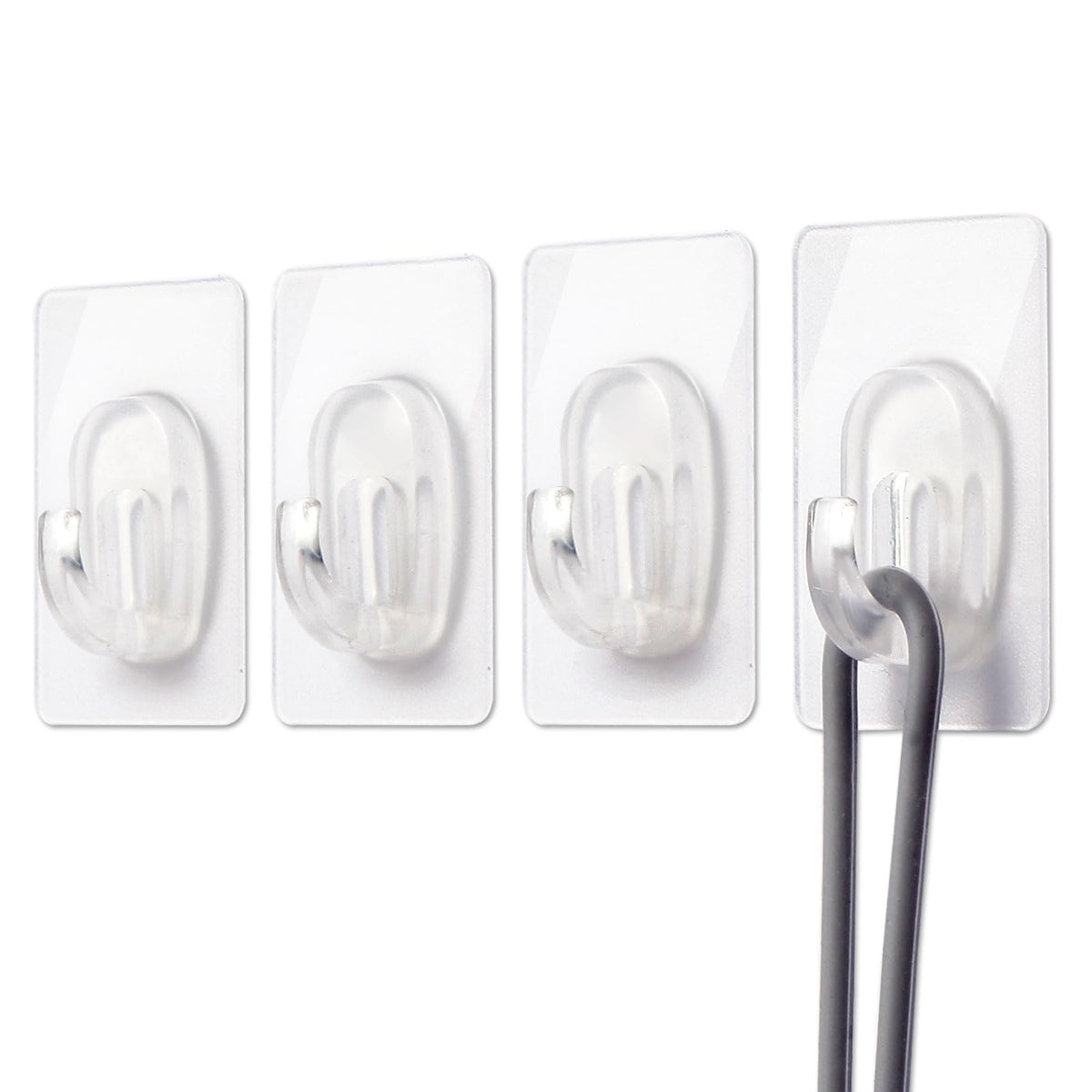 27 Pack Small Adhesive Wall Hooks, Clear Mini Hooks with Adhesive Strips, Damage Free Sticky Hooks for Hanging Decorations,Lights and Cables