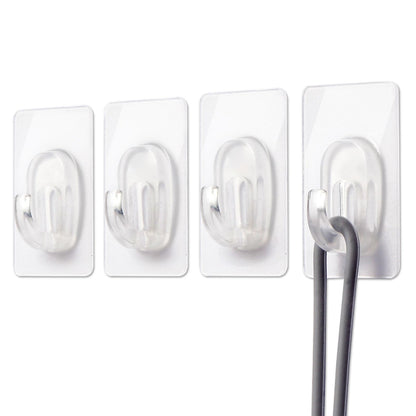 27 Pack Small Adhesive Wall Hooks, Clear Mini Hooks with Adhesive Strips, Damage Free Sticky Hooks for Hanging Decorations,Lights and Cables
