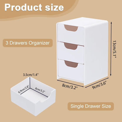 BTSKY 1 Pack Small Acrylic Storage Organizer with Drawers, 3-Layer White Desktop Organizer for Office Supplies Mini Storage Box with Drawers for Desk, Desktop Makeup Drawer Jewelry Storage Box