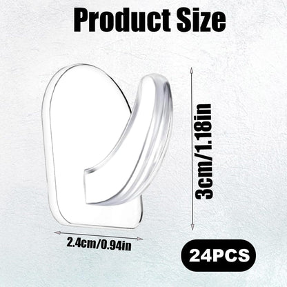 24 Pieces Small Seamless Clear Adhesive Wall Hooks for Hanging, Transparent Sticky Hooks for Bathroom Bedroom Kitchen